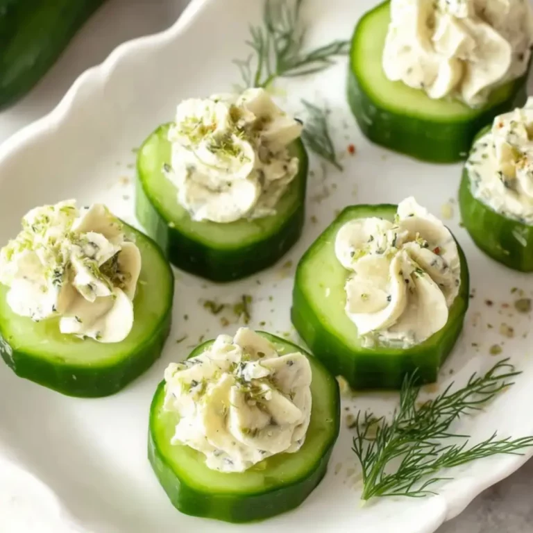 Cucumber Slices With Herb and Garlic Cheese