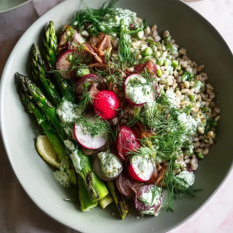Spring Farro Bowl with Herb Yogurt Sauce