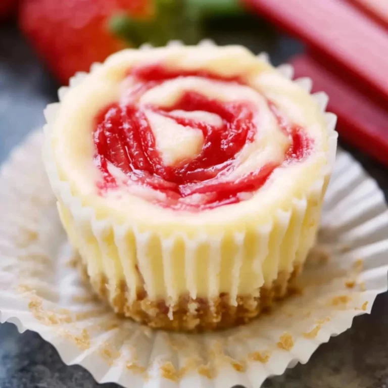 Strawberry Rhubarb Mini Cheesecakes