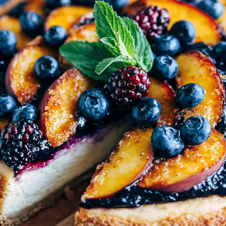 Summer Berry and Peach Cheesecake